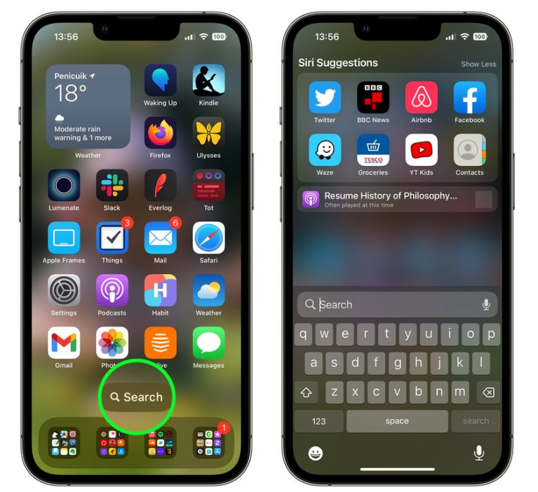 安义苹果手机维修分享升级到 iOS 16 后，如何删除主屏幕上的搜索按钮 