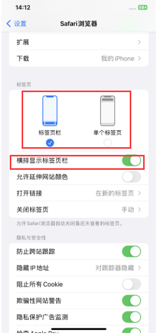 安义苹果手机维修分享Safari浏览器如何切换标签栏位置 