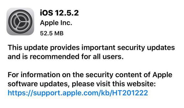 安义苹果手机维修分享iOS12.5.2发布，建议所有老苹果用户安装 